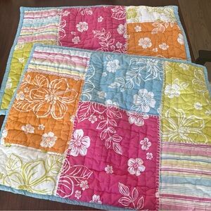 Pottery Barn Teen Floral Patchwork Quilt in Pink, Orange, Blue & Green